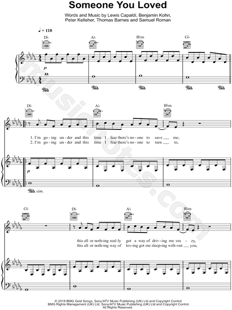 someone you loved by lewis capaldi digital sheet music