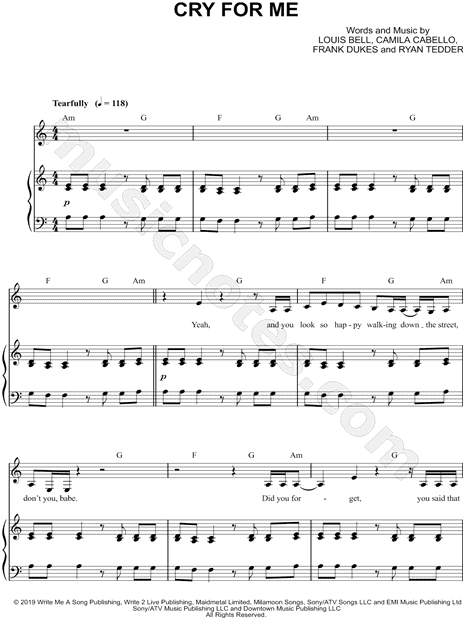 cry for me by camila cabello - digital sheet music