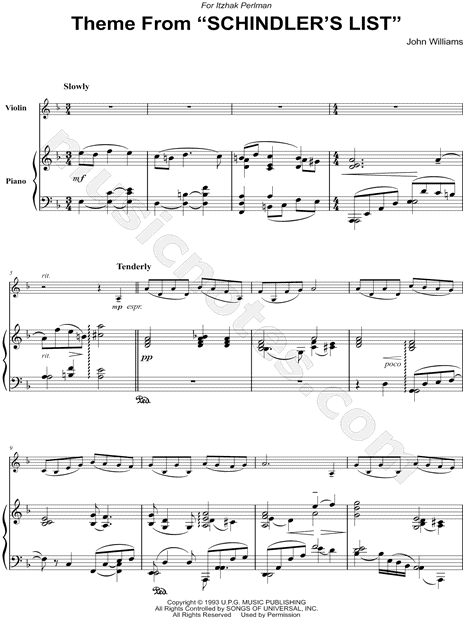Theme from Schindler's List - Piano Accompaniment