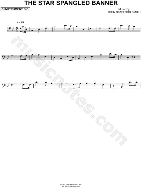 The Star-Spangled Banner - Bass Clef Instrument