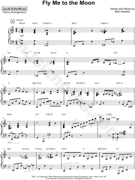 Jacob Koller "Fly Me to the Moon" Sheet Music (Piano Solo ...