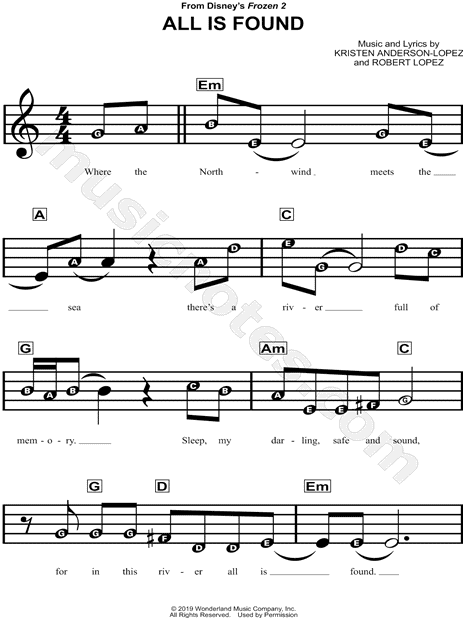 All Is Found Chords - All Is Found-Frozen 2 Free Piano Sheet Music