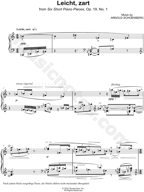 Six Short Piano Pieces, Op. 19: 1. Leicht, zart