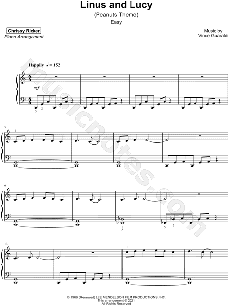 Linus and Lucy (Peanuts Theme) [easy]