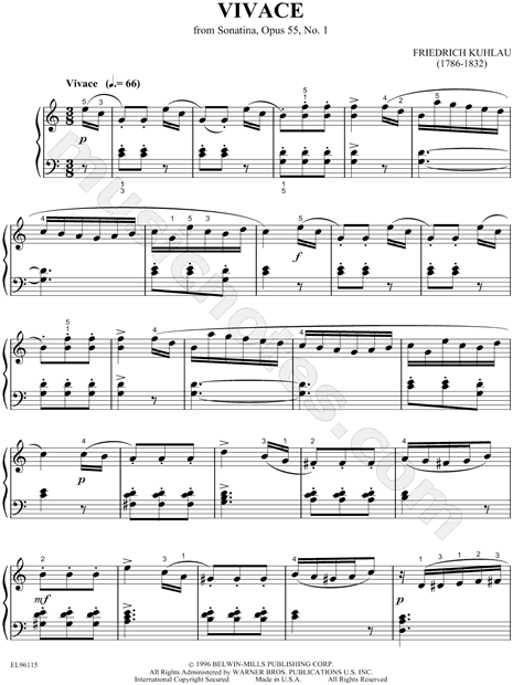 Vivace, from Sonatina Opus 55, No. 1