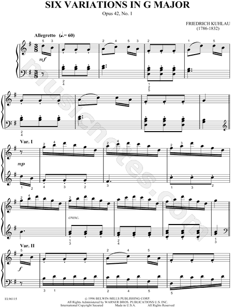 Six Variations In G Major, Opus 42, No. 1