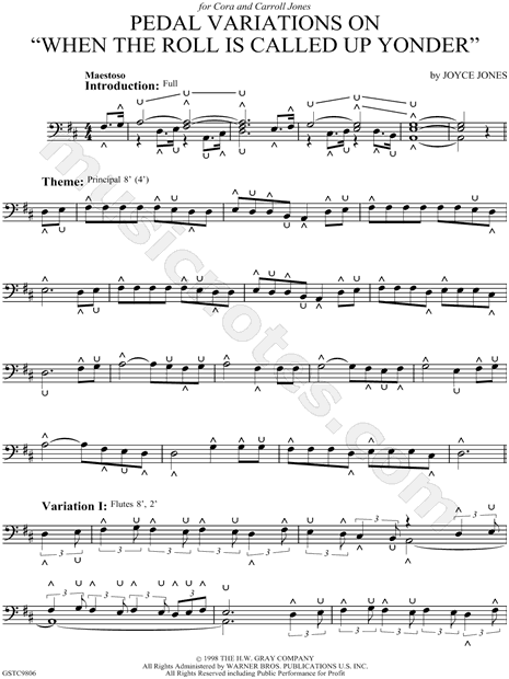 Pedal Variations on "When the Roll Is Called Up Yonder"