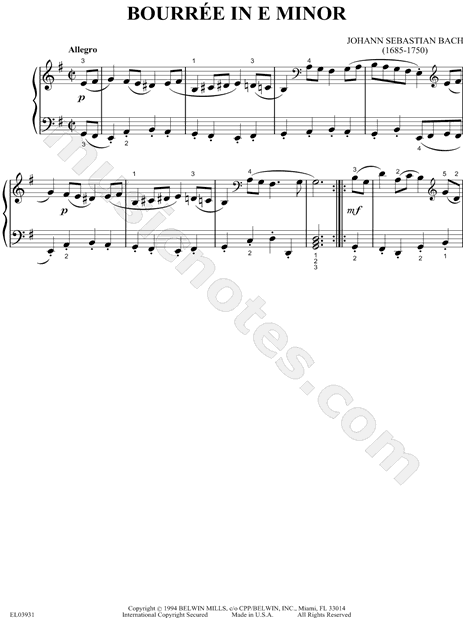 Bourree in E Minor, BWV 996