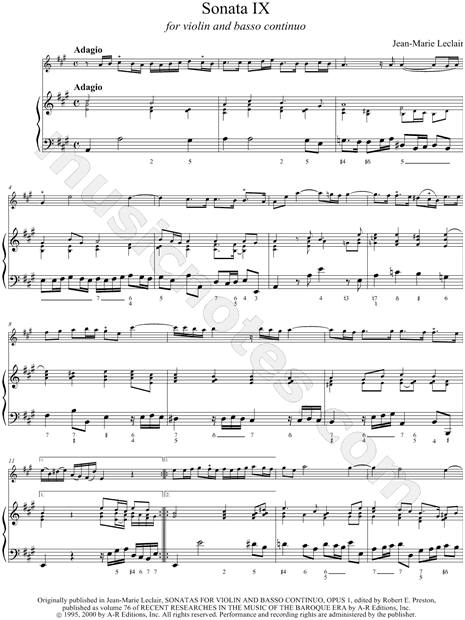 Sonata IX for Violin and Basso Continuo - Keyboard