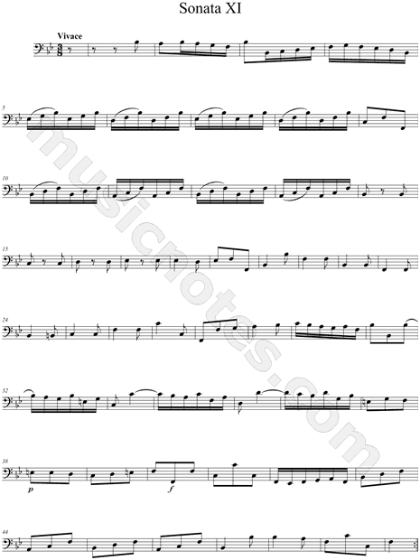 Sonata XI for Violin and Basso Continuo - Continuo Part