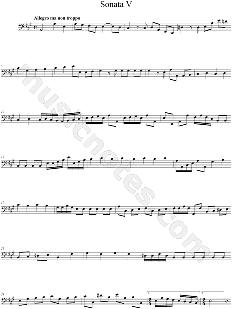 Sonata V for Violin and Basso Continuo - Continuo Part