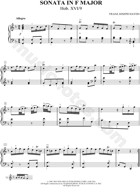 Sonata In F Major Hob. XVI/27