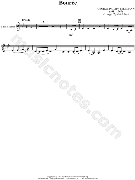 Bouree - Clarinet Part