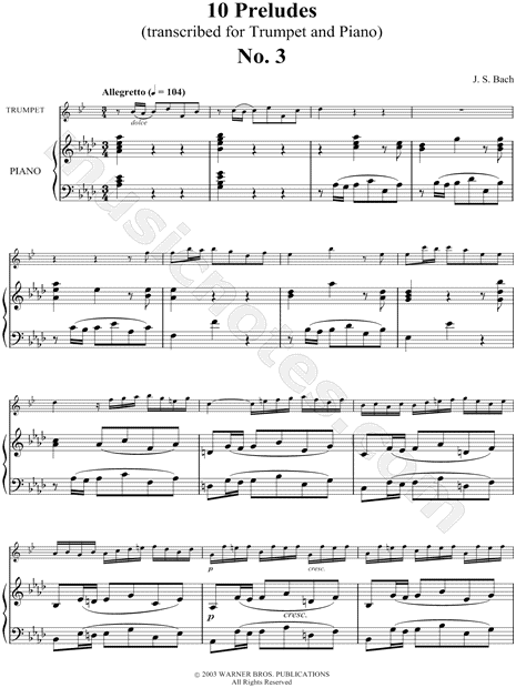 Prelude No. 3 for Trumpet and Piano - Piano Part