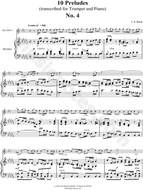 Prelude No. 4 for Trumpet and Piano - Piano Part