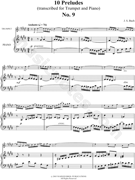 Prelude No. 9 for Trumpet and Piano - Piano Part