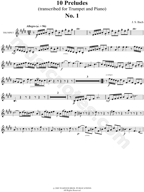 Prelude No. 1 for Trumpet and Piano - Trumpet Part