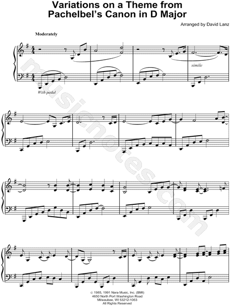 Variations on a Theme From Pachelbel's Canon in D Major