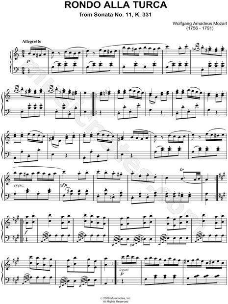 Piano Sonata No. 11 in A Major, K. 331: III. Rondo Alla Turca
