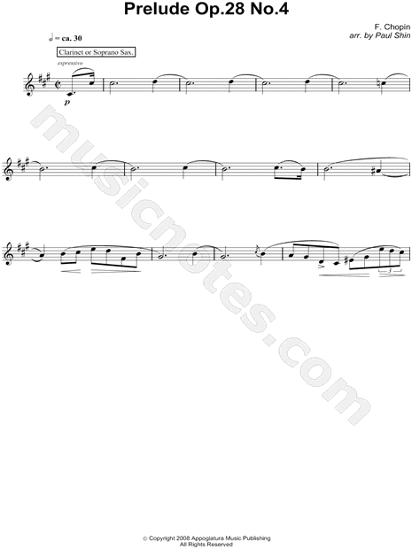 Prelude No. 4 in E Minor - Clarinet or Soprano Sax