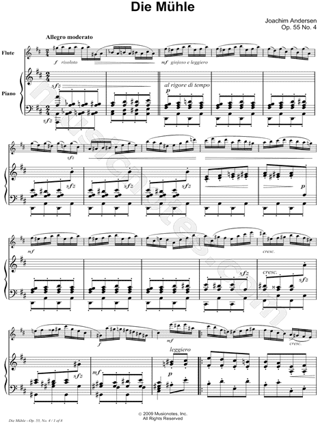 Die Mühle, Op. 55 No. 4 - Piano Accompaniment (Flute)