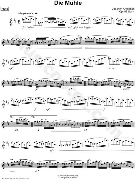 Die Mühle, Op. 55 No. 4 - Flute Part