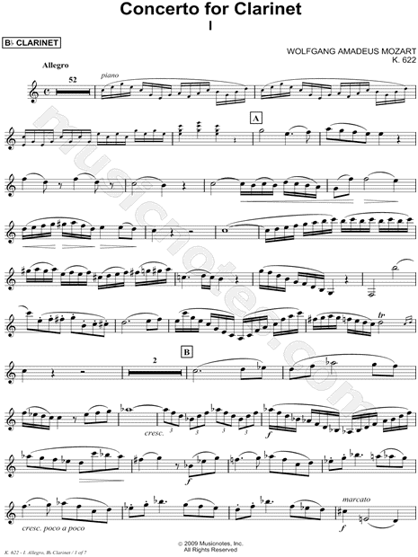 Concerto for Clarinet: I. Allegro - Clarinet Part