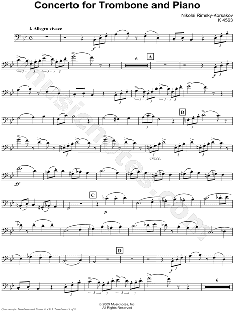 Concerto for Trombone and Piano - Trombone Part