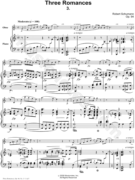 Three Romances, Op. 94, No. 3 - Piano Accompaniment