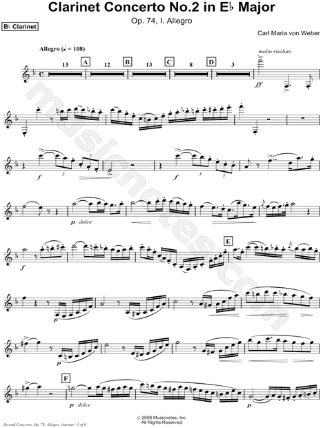 Clarinet Concerto No.2 In Eb, Op. 74, 1. Allegro - Bb Clarinet
