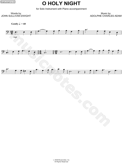 O Holy Night - Bass Clef Instrument