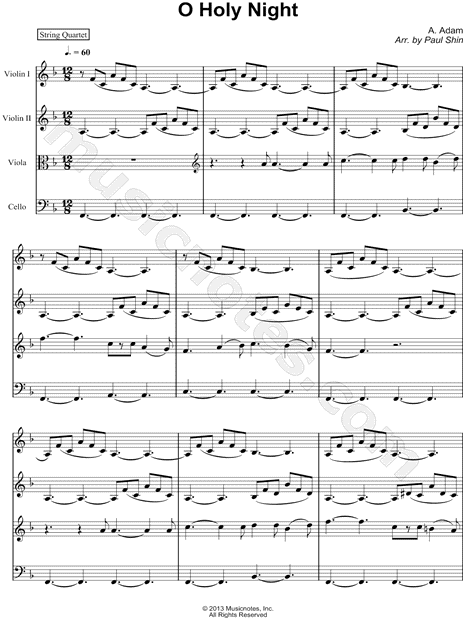 O Holy Night - String Quartet Score