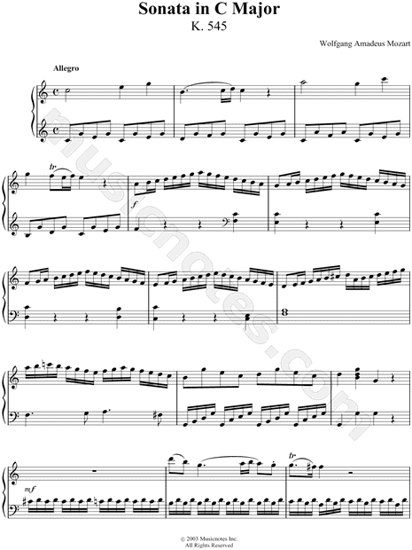 Piano Sonata No. 16 in C Major, K. 545: 1. Allegro