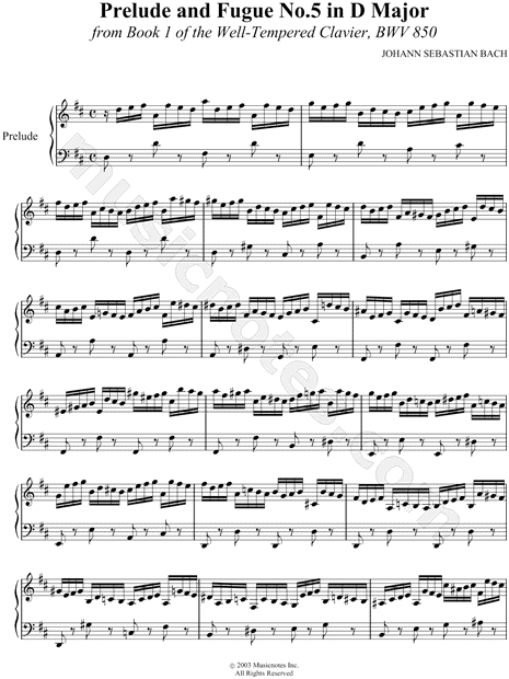 Prelude and Fugue No.5 in D Major, BWV 850
