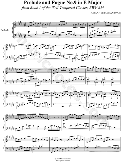 Prelude and Fugue No.9 in E Major, BWV 854