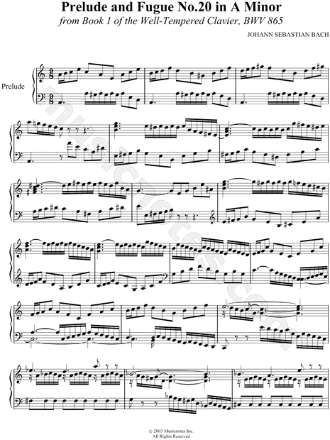 Prelude and Fugue No.20 in A Minor, BWV 865