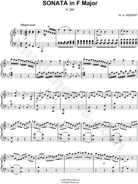 Piano Sonata No. 2 in F Major, K. 280: I. Allegro assai