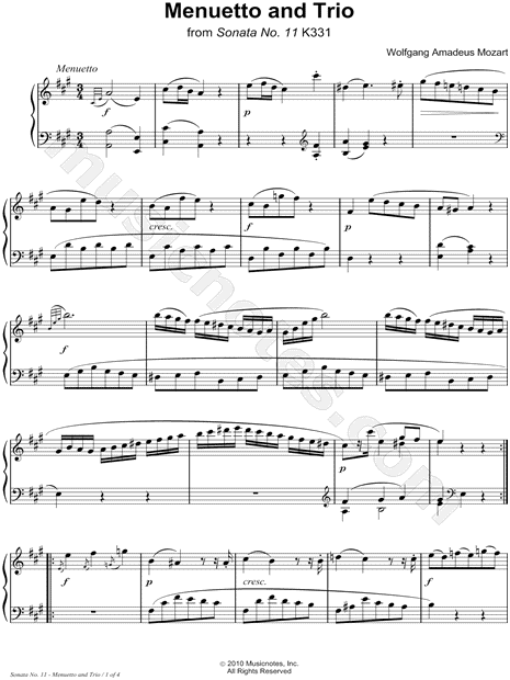 Piano Sonata No. 11 in A Major, K. 331: II. Menuetto and Trio