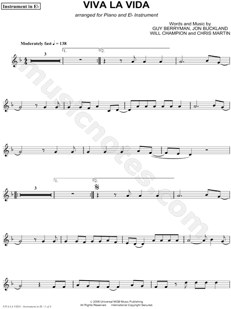 Viva la Vida - Eb Instrument