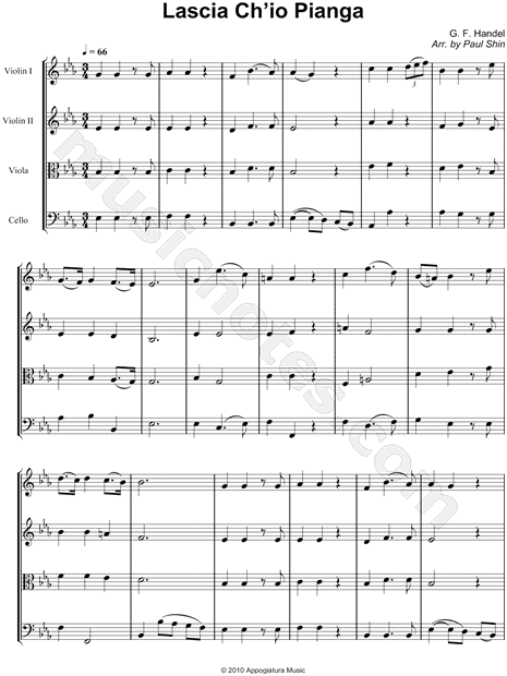 Lascia Ch'io Pianga - Score (String Quartet)