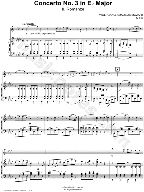 Horn Concerto No. 3 In Eb Major: II. Romanze - Piano Accompaniment