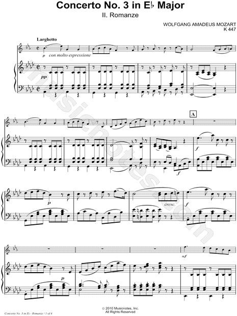 Horn Concerto No. 3 In Eb Major: II. Romanze - Piano Accompaniment (French Horn)