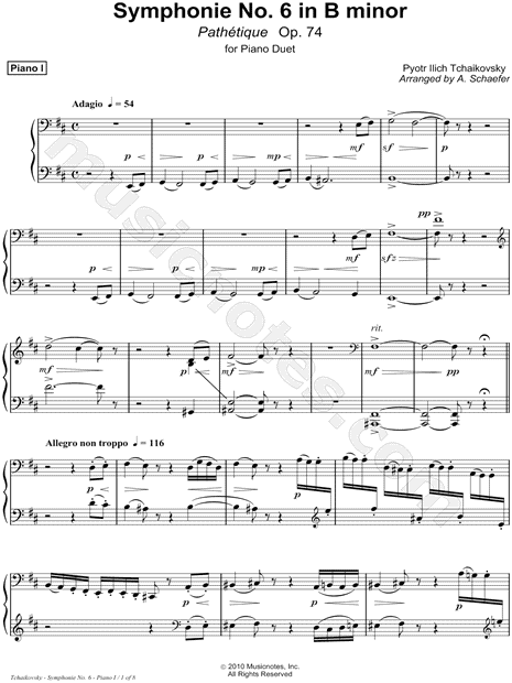 Symphony No. 6 in B Minor, 1st Movement - Piano 1