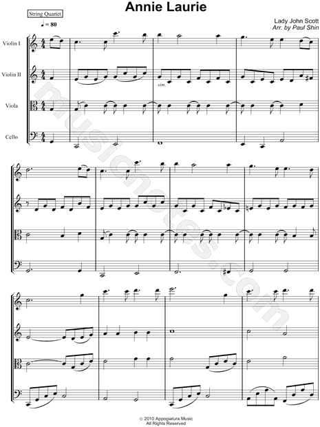 Annie Laurie - String Quartet Score