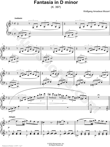 Fantasia in D Minor, K. 397