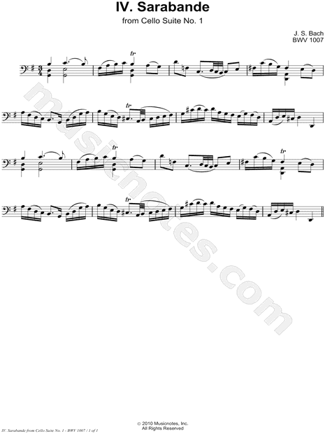 Cello Suite No. 1, BWV 1007: IV. Sarabande