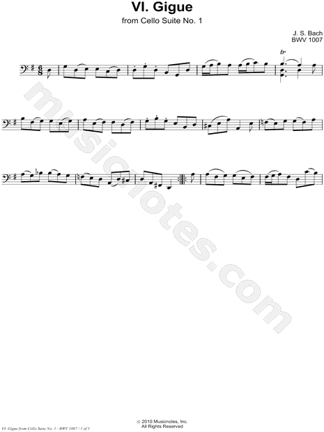 Cello Suite No. 1, BWV 1007: VI. Gigue