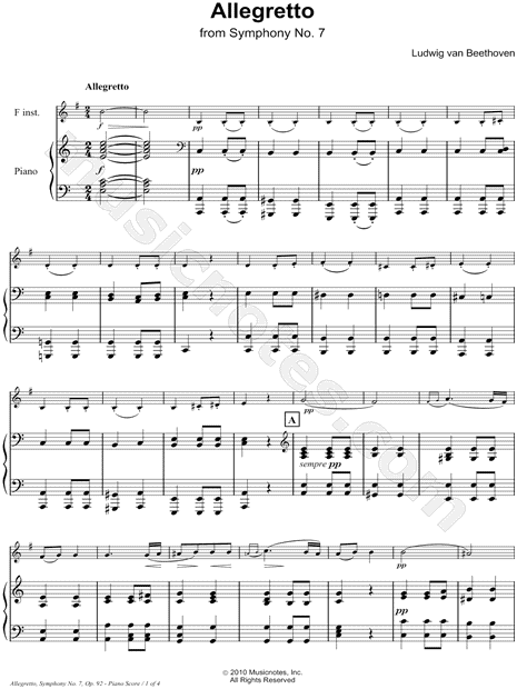 Allegretto from Symphony No. 7 - Piano Accompaniment (F Instrument)