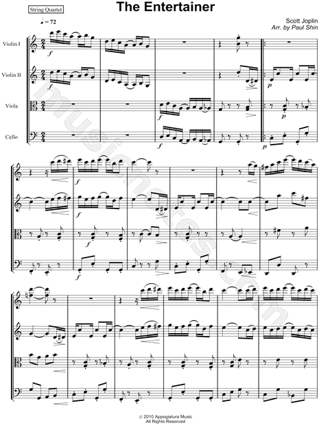 The Entertainer - Score (String Quartet)