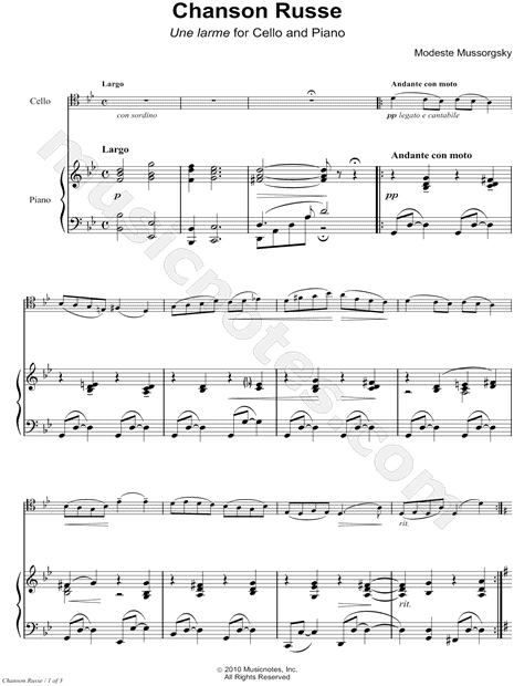 Chanson Russe - Piano Accompaniment (Cello)